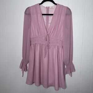 Tularosa Revolve Women’s Isla Dress Mini Long Sleeve Lilac Pink Size Small